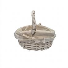 344FL/S PRÚTENÝ KOŠÍK BIELY  VZOR KVET  M:34x28x15x31cm