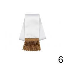 Farebná látková stuha s franjou v modrej, bielej a zelenej farbe.