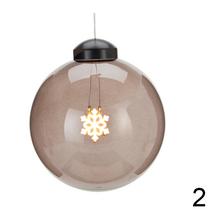 Sklenená LED guľa s rôznymi motívmi, 15 cm.