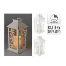 Led Lampáš so sviečkou hviezdičky 23 cm biely/časovač - FLORASYSTEM