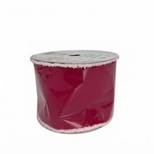 Stuha 10cm/10y zamat červený /biely lem - FLORASYSTEM