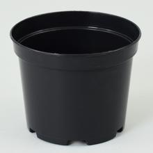 Čierny kontajner na rastliny s priemerom 13 cm a objemom 1 liter.