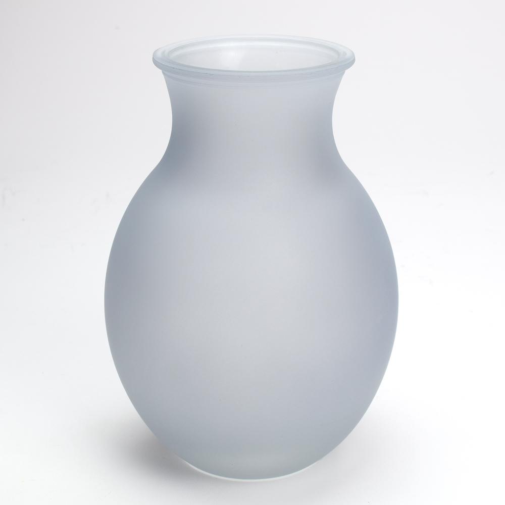 VÁZA SKLO DYM Mateo vase glass grey frosted - V19,5x14cm