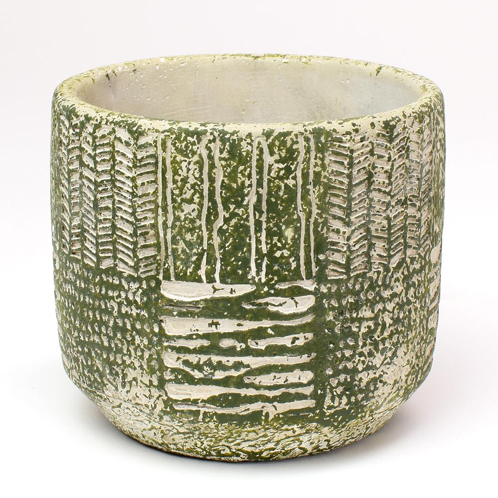 AKCIA OBAL Lynn pot round green - h12,5xd14cm