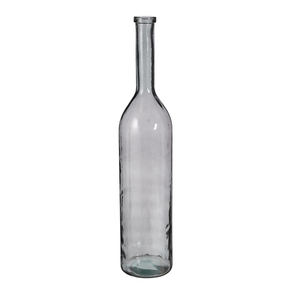 VÁZA FĽAŠA recyklovaného skla d. šedá - v100xh21cm
