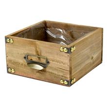 Drevená debnička so šuflíkom v hnedej farbe.