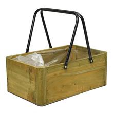 Drevená debnička s úchytom, hnedá farba.