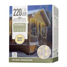 LED záclona svetlo s 220 LED diódami, teplá biela, 5 funkcií.