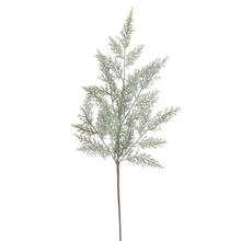 Umelá vetvička thuja so snehom a glitrom, 63 cm.