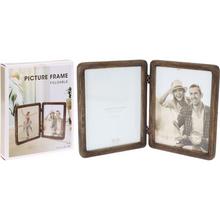 Fotorámik pre 2 obrázky s dreveným rámom.