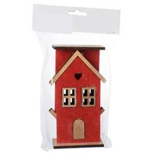 Červený domček z flísu v sáčku, S/2.