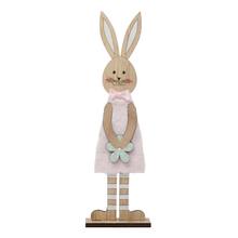 Drevená zajačica s kvetom, ružová farba.