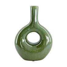 Zelená keramická váza s otvorom