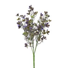 Umelé kvety so zeleno-fialovými lístkami.