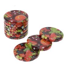 Mix ovocných viečok s jahodovým motívom.