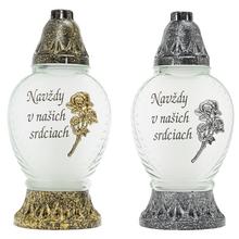 Náhrobné sviečky Kahanec so vzorom s nápisom Navždy v našich srdciach.