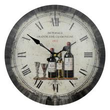 Nástenné hodiny s motívom vína, priemer 34 cm.