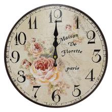 Nástenné hodiny s ružami, priemer 34 cm, dizajn Paris.