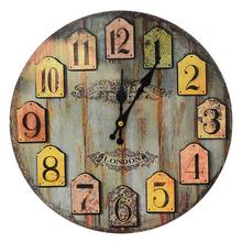 Nástenné hodiny MDF s vintage dizajnom, priemer 34 cm.