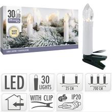 Sviečky s 30 LED svetlami, teplá biela, s klipsom na upevnenie.