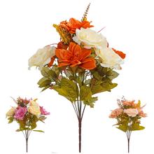 Kytica umelých kvetov s ružami a dahlia v mixe farieb.