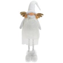 Biely textilný anjel s zlatými krídlami a čiapkou.