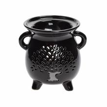 Čierna aromalampa s výrezom stromu, porcelánová.