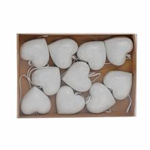 Biele srdiečka na zavesenie, 10 kusov.