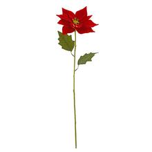 Umelá vianočná ruža červená s dlhým stonkom.