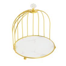 Dekoračný podnos so zlatým rámom a mramorovým povrchom.