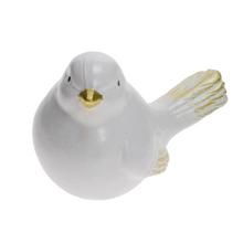 Keramický vtáčik bielej farby s pozláteným zobákom.