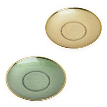 Miešané sklenené taniere s priemerom 20,5 cm v žltej a zelenej farbe.