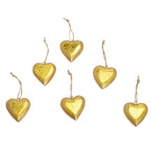 Zlaté srdiečka na zavesenie, sada 6 kusov.
