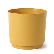 Okrúhly obal na kvety v horčicovej farbe.