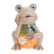 Sivá, oranžová a zelená žaba so solárnym svetlom.