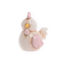 Béžové kuriatko s ružovými detailmi z porcelánu.