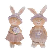 Hnedo-fialový mix zajačikov s klobúčikom a kvetinou.