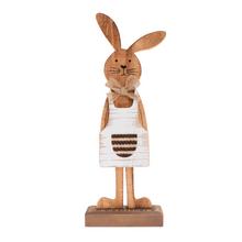 Drevená zajačica na podstavci, biela, 30 cm vysoká.