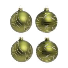 Sada sklenených vianočných gúľ v zelenej farbe.