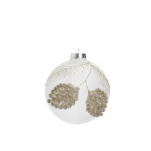 Vianočná guľa s čírom a zlatým sklom, priemer 8 cm.