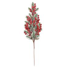 Umelý konár s červenými bobuľami a šiškami, 58 cm.