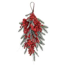 Girlanda čečina s červenými bobuľami a prútím, 60 cm.