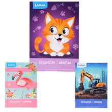 Mix farieb denníkov A6 s rôznymi motívmi.