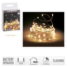 LED svetielka na drôte s teplou bielou farbou, 100 LED, 5m, na batérie.