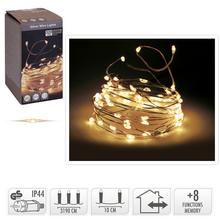 LED svetielka na drôte s teplou bielou farbou, vhodné na vnútorné a vonkajšie použitie.