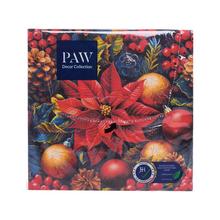 Vianočné servítky s motívom poinsettie a vianočných ozdôb.