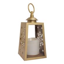 Zlatá LED lucerna so snehovými vločkami.