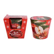 Vianočná voňavá sviečka jablko a škorica v sklenenom obale.