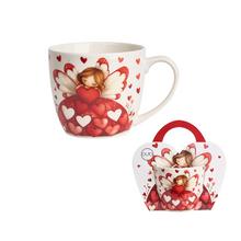 Šálka s anjelom a srdiečkami, objem 460ml.