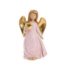 Anjel so srdcom, ružový, 18 cm vysoký